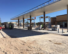 gas station exterior under construction